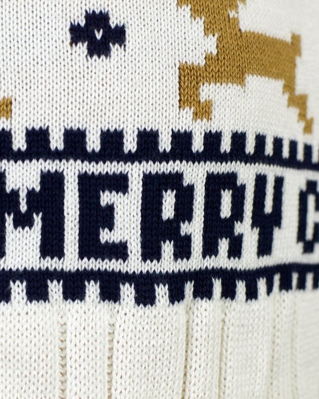 Chic White Christmas Sweater for Kids with Organic Cotton Reindeer