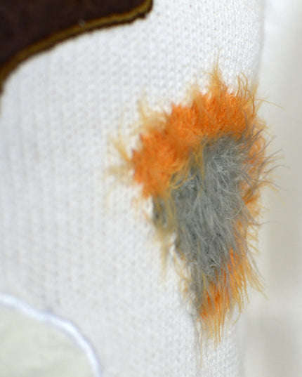 Hvid 3D Fuzzy Rensdyr Juletrøje til Børn