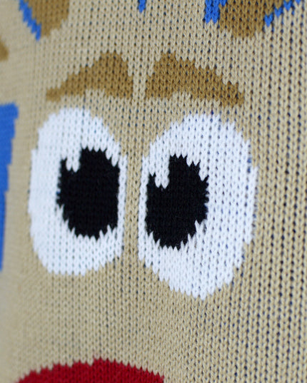 Sky Blue Christmas Sweater for Kids with Reindeer and Snow