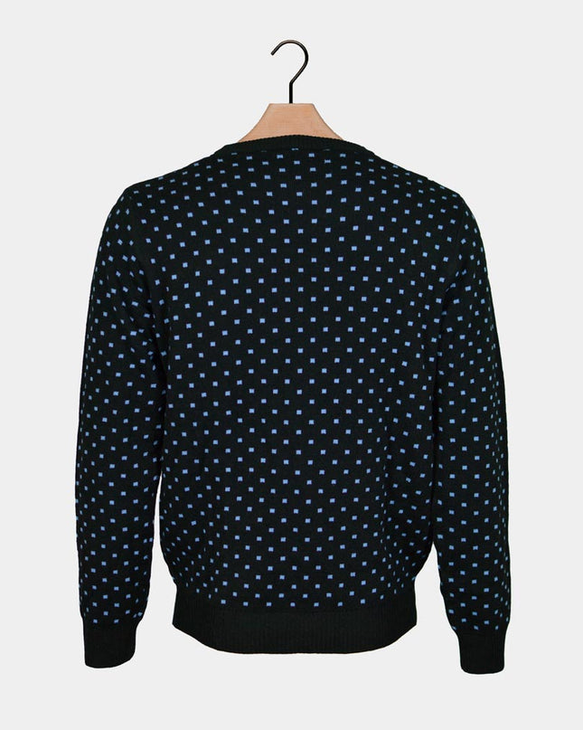 Kids Christmas Sweater Blue Reindeer with 3D Red Nose