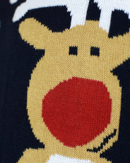 Jersey Navideño Azul para Niños con Santa y Rudolph