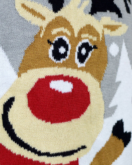 Børns julesweater grå med søde rensdyr