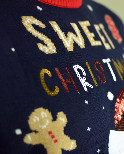 Blå LED Lysende Juletrøje til Børn med Ingefærkage