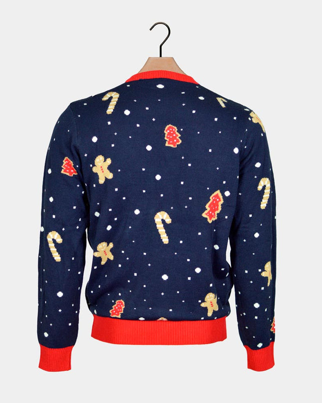 Jersey Navideño LED Azul Iluminado para Niños con Galleta de Jengibre