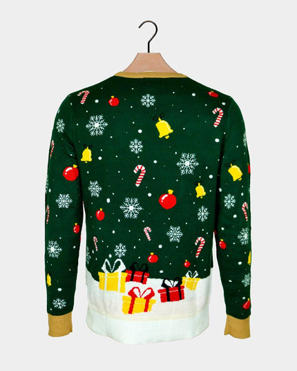 LED lysende julesweater til børn med bundet julemand