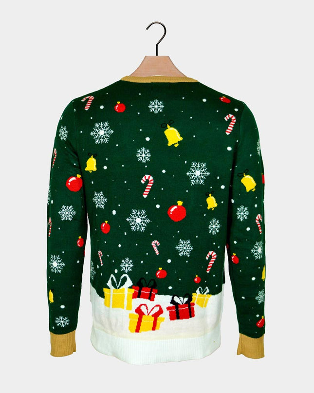 LED lysende julesweater til børn med bundet julemand