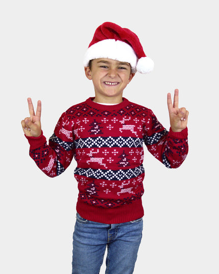 Jersey navidad niños rojo tema Canadá