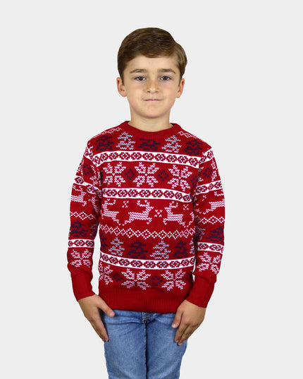 Børns julesweater rød med polare stjerner design