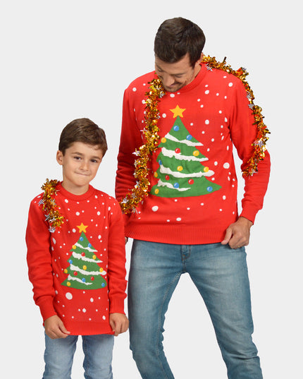 Jersey de Navidad Rojo para Niños con Árbol de Navidad