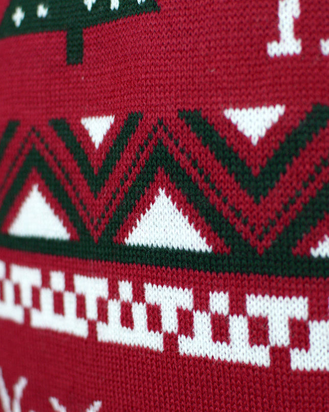 Kids Christmas Sweater Red with Christmas Trees and Reindeer