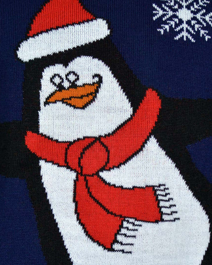 Navy Blue Christmas Sweater for Men with Penguin