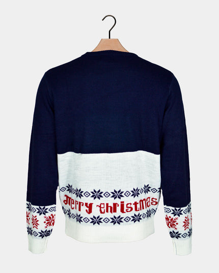 Blue Santa and Rudolph Family Christmas Sweater in Organic Cotton