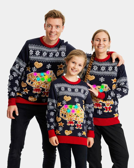LED Gingerbread House Christmas Sweater for Men