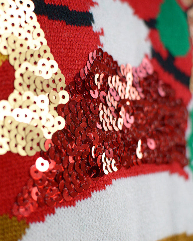 LED Christmas Sweater for Family with Sparkling Reindeer Design