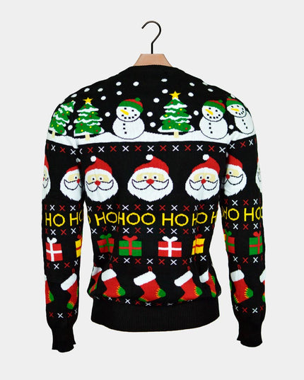 Family Christmas Sweater with Santa, Gifts, and Snowmen in Organic Cotton