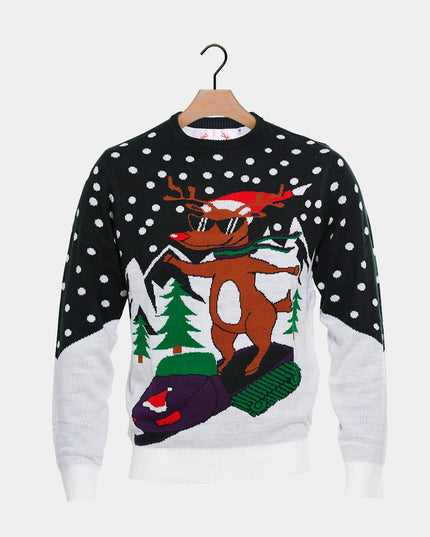 Reindeer with Snowmobile Christmas Sweater
