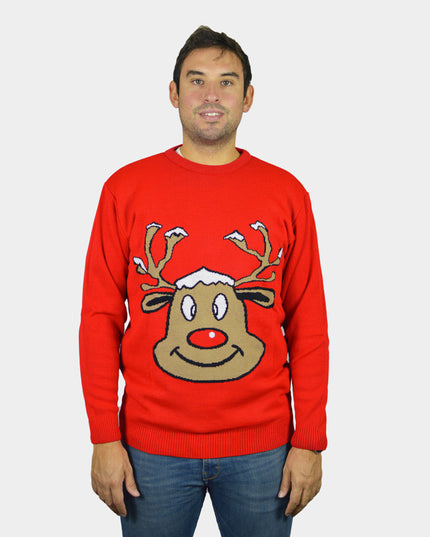 Red Christmas Sweater with Reindeer
