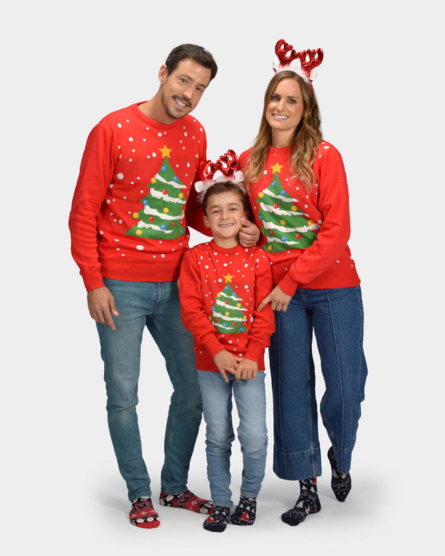 Red Christmas Tree Family Sweater