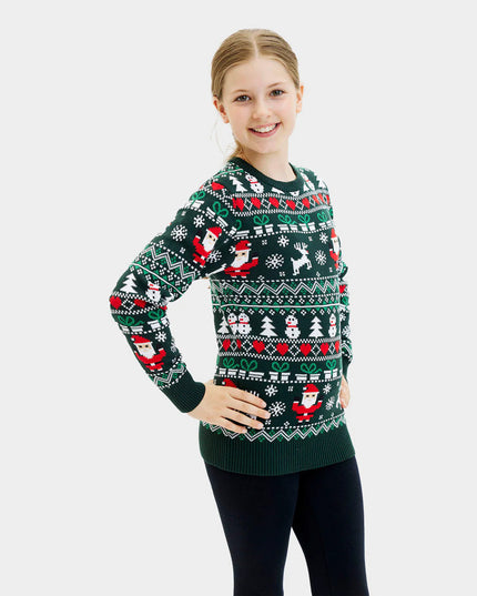 Family Christmas Sweater Green "Joyful" in Organic Cotton