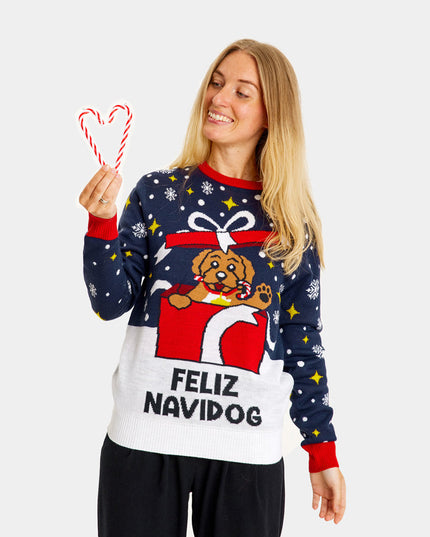 Jersey de Navidad para Mujeres Feliz Navidog