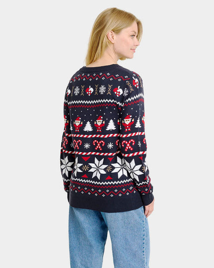 Suéter Cardigan Navideño Azul Estrellas Polares para Mujeres