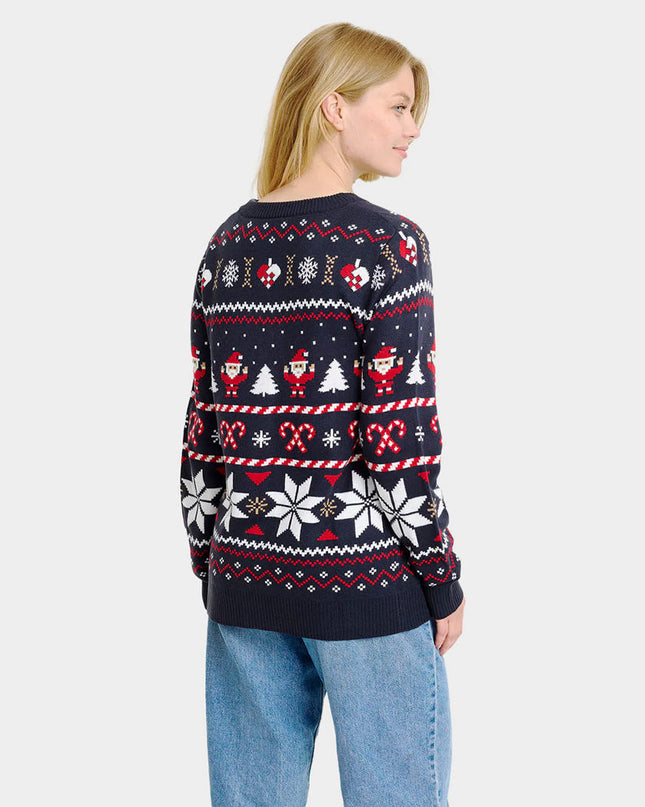 Suéter Cardigan Navideño Azul Estrellas Polares para Mujeres