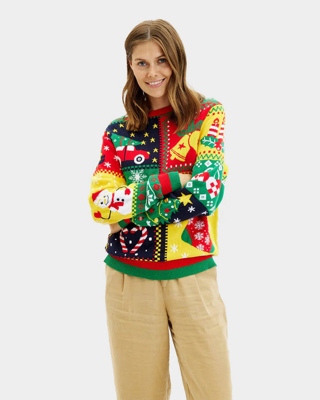 Women's Christmas Sweater "Patchwork" in Organic Cotton
