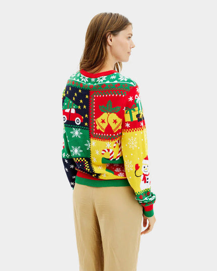 Women's Christmas Sweater "Patchwork" in Organic Cotton