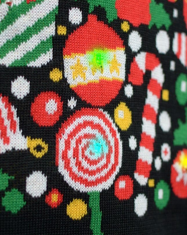 Women's Black LED Christmas Sweater with Christmas Tree