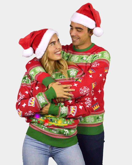 Women's Red LED Christmas Sweater with Christmas Tree