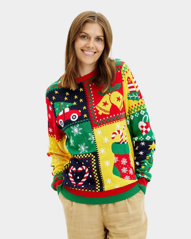 Women's Christmas Sweater "Patchwork" in Organic Cotton