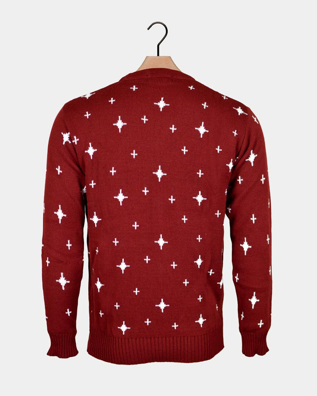 Garnet Christmas Sweater for Couples - Reindeer, Tree, and Stars