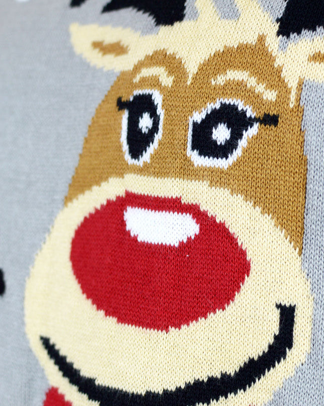 Kids Christmas Sweater Gray with Cute Reindeer