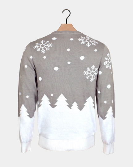 Jersey de Navidad gris para hombres con lindo reno
