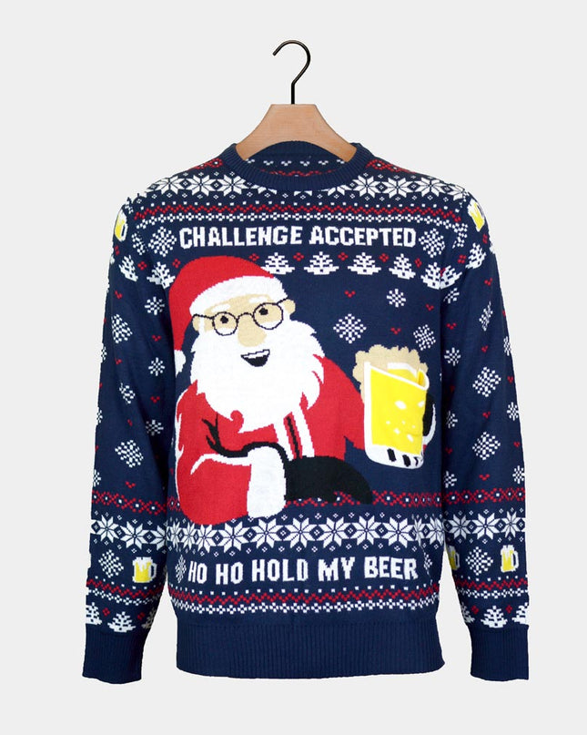 Jersey de Navidad con bolsillo de cerveza en 3D para hombres