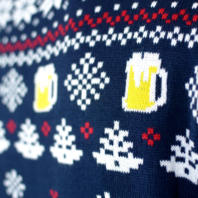 Jersey de Navidad con bolsillo de cerveza en 3D para hombres