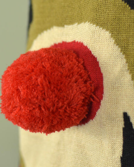 Blå 3D julesweater til mænd med rensdyr med rød næse