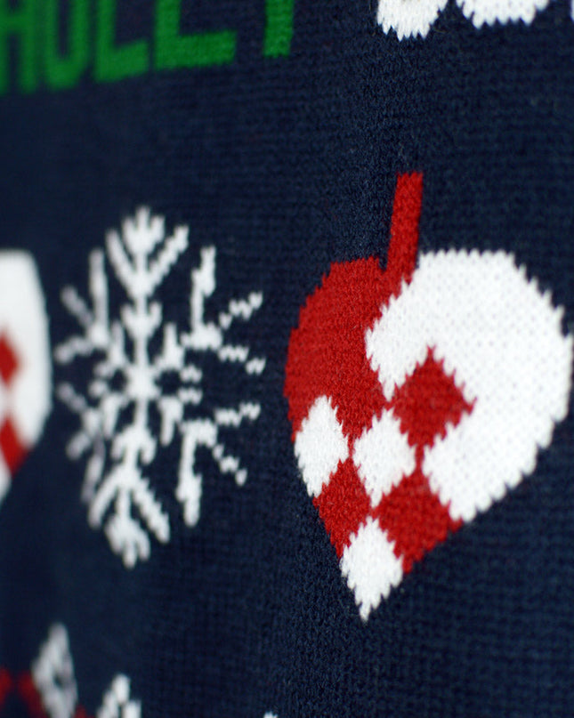 Men's Blue and Red Christmas Cardigan