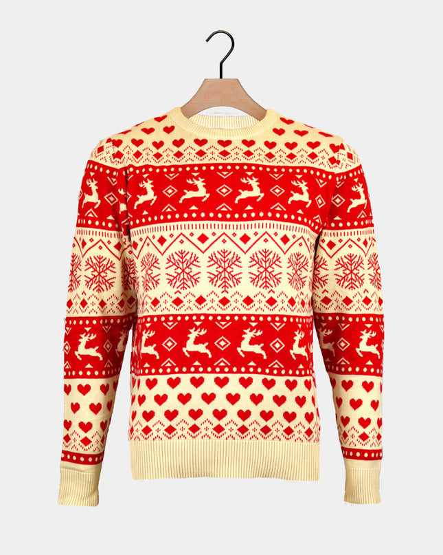 Organic Cotton Christmas Sweater for Men with Hearts