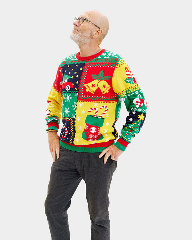 "Patchwork" Organic Cotton Christmas Sweater for Men