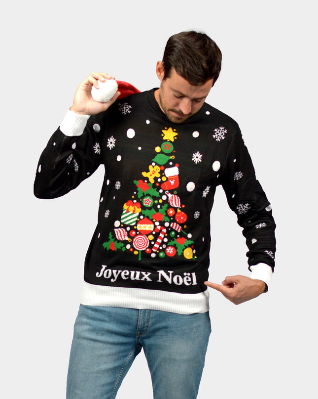 Jersey de Navidad Feliz Negro para Mujeres