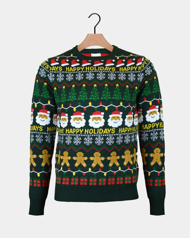 Men's Green "Happy Holidays" Christmas Sweater