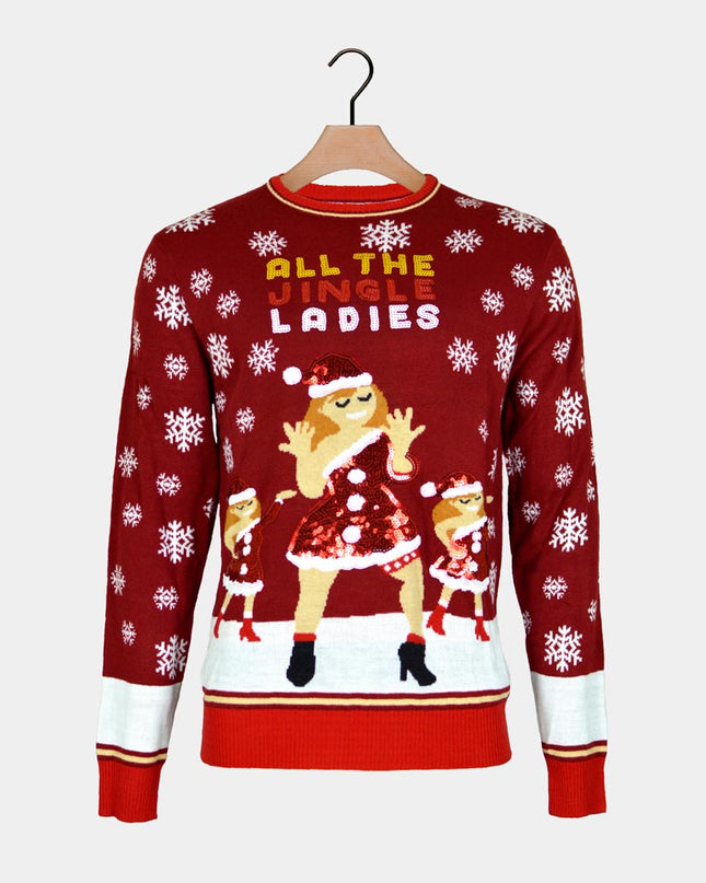 Jersey de Navidad para hombres Jingle Ladies con lentejuelas