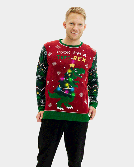 LED Christmas Tree-Rex Sweater for Men