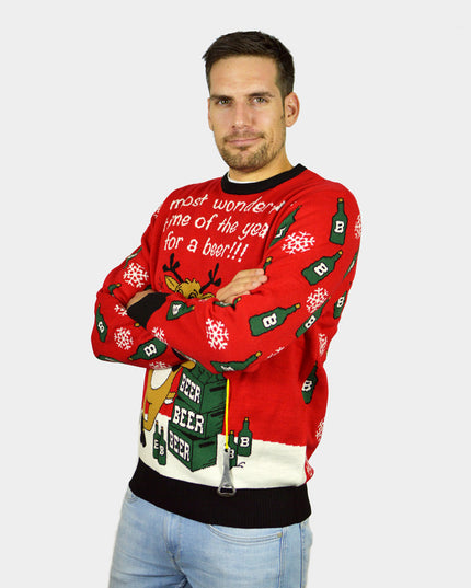 Men's Reindeer Beer Opener Christmas Sweater