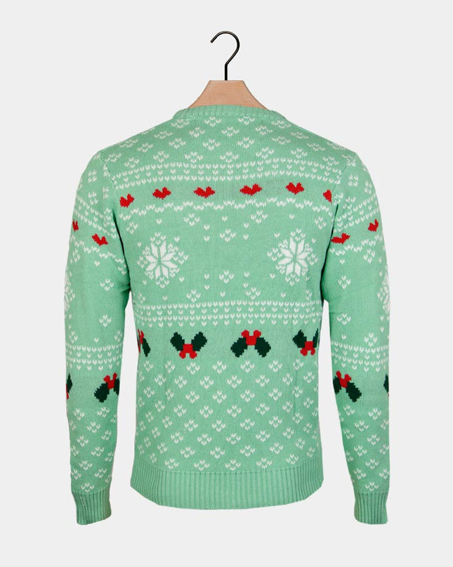 Jersey de Navidad para Hombres Verde Diseño de Dulce Navidad