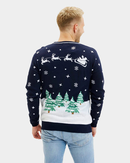 Jersey navideño LED luminoso azul para hombres
