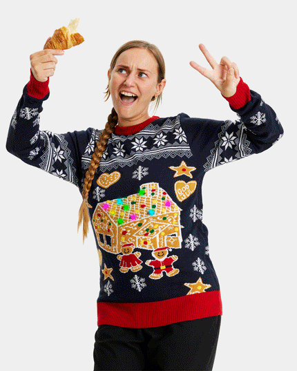 LED Gingerbread House Christmas Sweater for Men