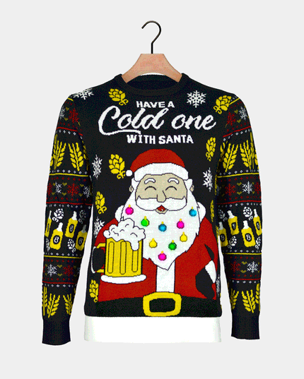 Women's LED Christmas Sweater with Santa and Beer
