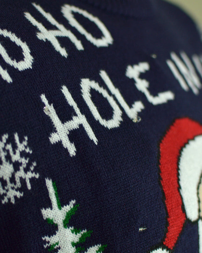 Women's LED Christmas Sweater with Golf Santa